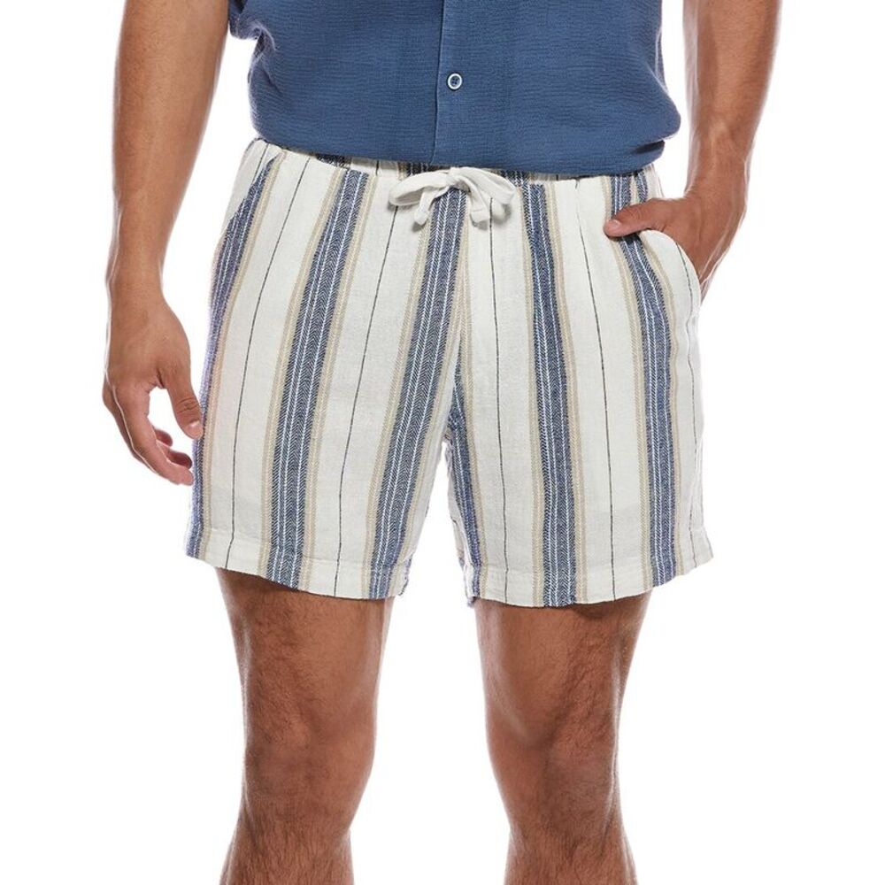 Weatherproof Vintage Mens  Linen-Blend Vertical Stripe Short, Blue